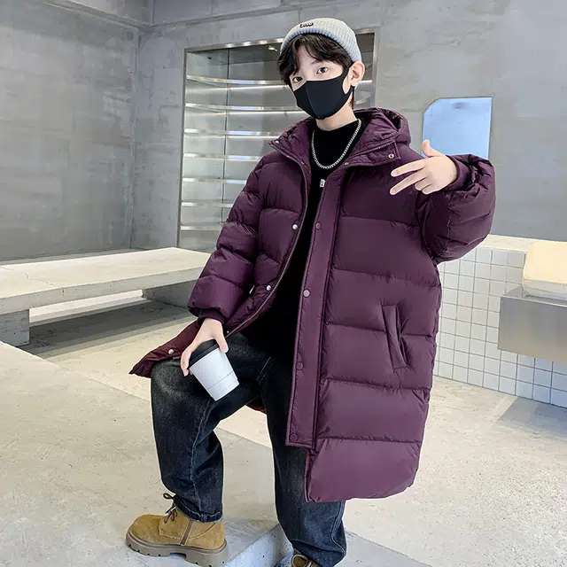 木木屋 纯色连帽洋气长袖羽绒服 青少年
