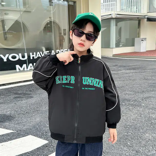 木木屋 复古运动立领侧边条纹舒适柔软轻盈夹克外套 儿童款