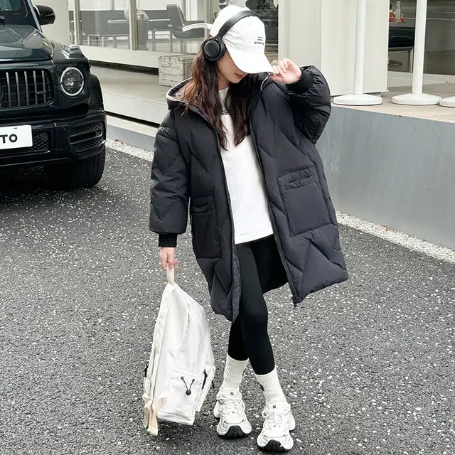 木木屋 连帽洋气休闲纯色长袖羽绒服 青少年