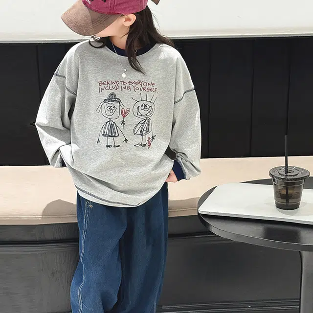 木木屋 舒适亲肤简约圆领落肩长袖卫衣青少年