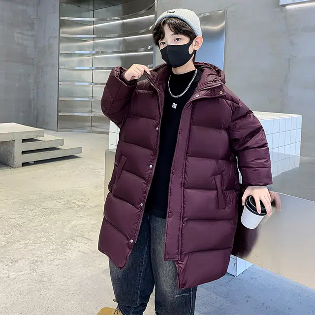 木木屋 纯色连帽洋气长袖羽绒服 青少年