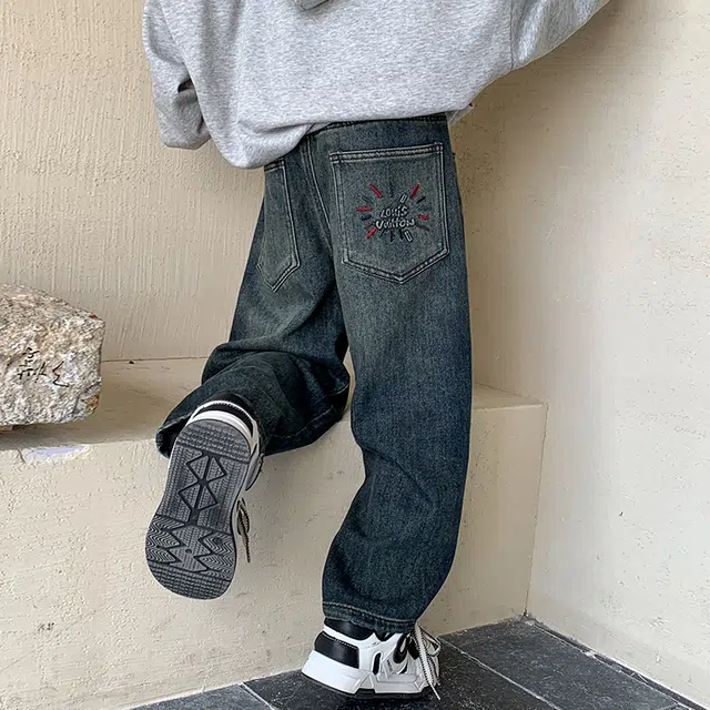 木木屋 柔软舒适轻盈亲肤牛仔裤 青少年 蓝灰色