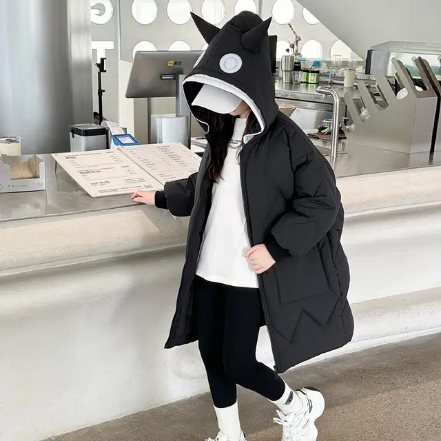 木木屋 连帽洋气休闲纯色长袖羽绒服 青少年