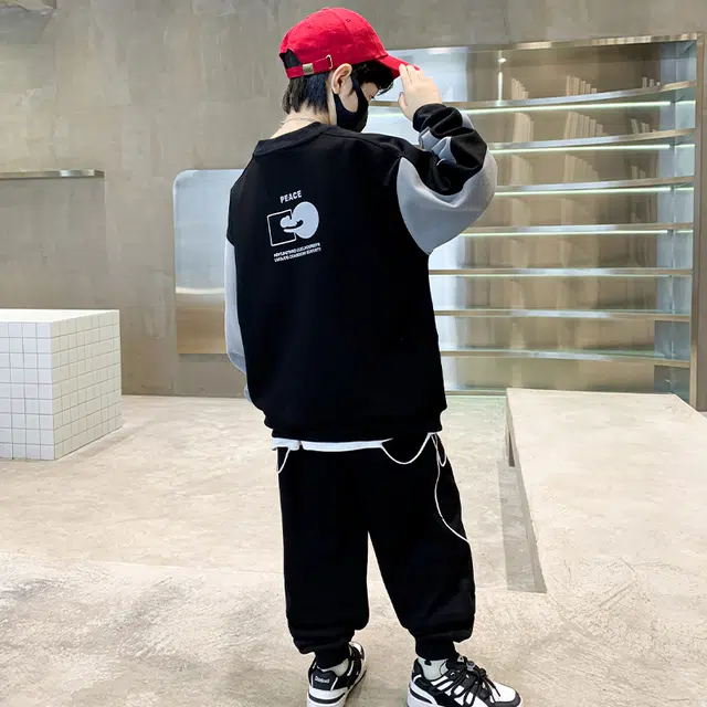 木木屋 时尚字母舒适柔软轻盈休闲运动套装青少年
