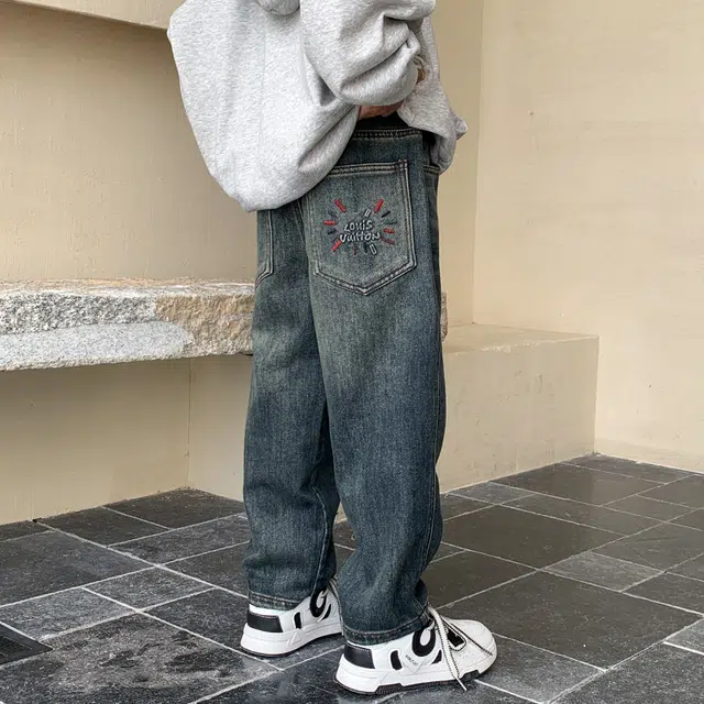 木木屋 柔软舒适轻盈亲肤牛仔裤 青少年 蓝灰色
