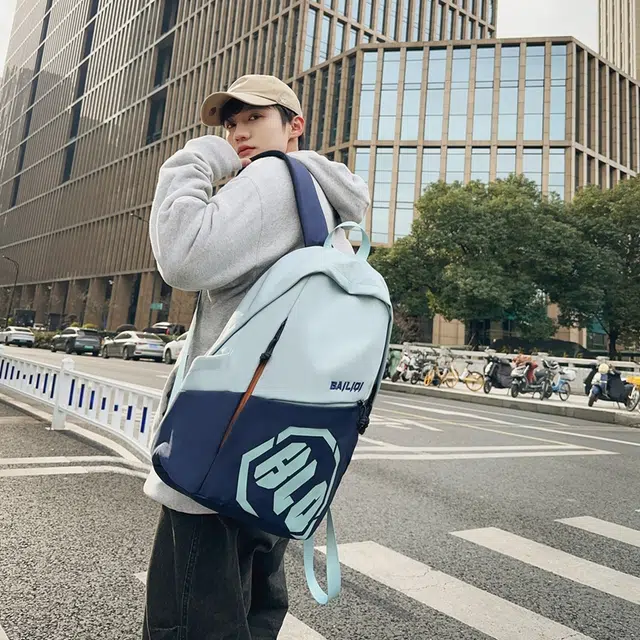 單倉 时尚潮流字母背包初高中学生大容量美式高级耐磨 尼龙 双肩包 男女同款情侣款 多色