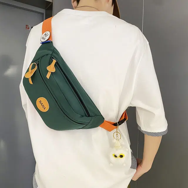 單倉 日系撞色设计大容量通勤百搭 尼龙 胸包 常规 男女同款情侣款 多色