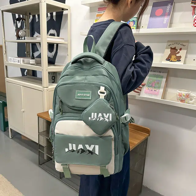 單倉 初高中学生大容量撞色书包耐磨防水多口袋百搭 尼龙 电脑背包旅行双肩包 男女同款情侣款 多色