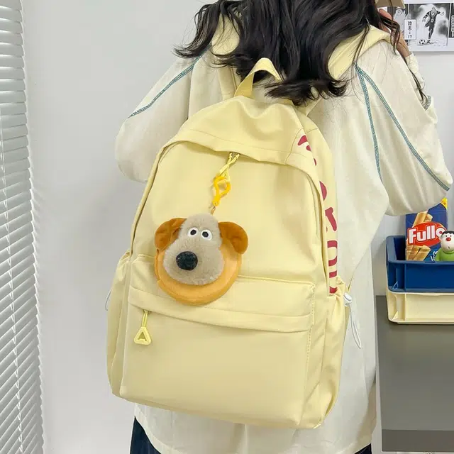 單倉 高颜值可爱搞怪软萌减龄学生休闲逛街通勤 尼龙布 书包背包双肩包 女款 黄色