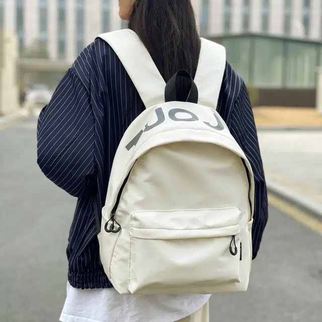 單倉 潮牌小众设计初高中学生大容量轻便减负书包简约学院风通勤百搭旅游背包 尼龙 双肩包 常规 男女同款情侣款 白色/黑色/绿色
