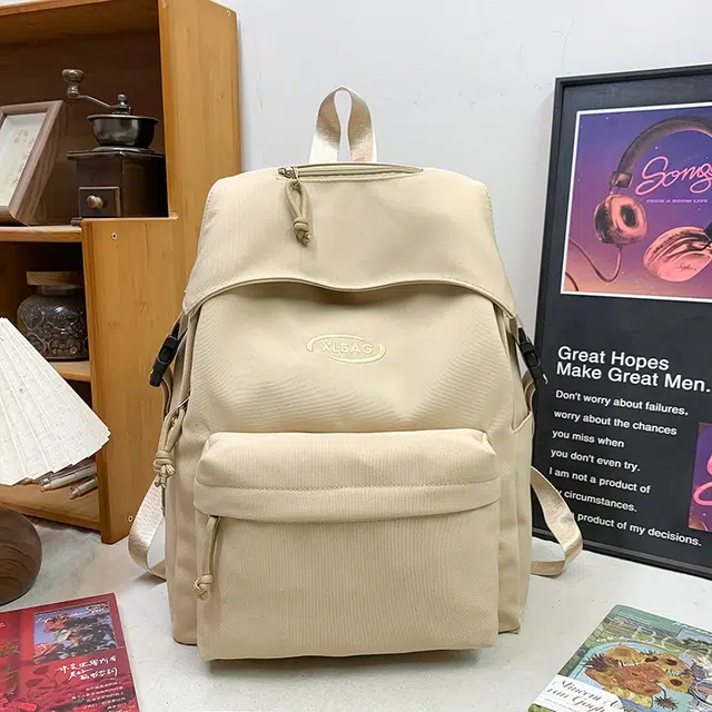 單倉 韩系高颜值简约字母时尚设计背包初高中学生大容量通勤百搭 尼龙 双肩包 男女同款情侣款 黑色/红色/黄色/卡其色/蓝色