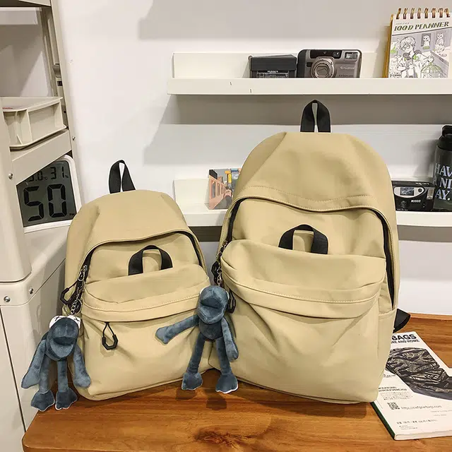 單倉 简约休闲设计感初高中学生旅行百搭大容量轻便书包 尼龙 背包双肩包 男女同款情侣款 白色/灰色/蓝色/卡其色/黑色