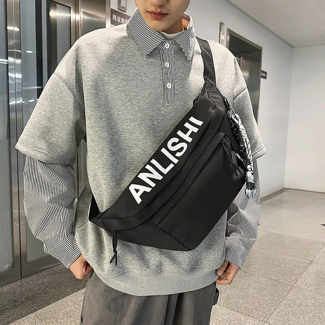 單倉 时尚简约潮流 尼龙 胸包 男女同款情侣款 白色/卡其色/灰色/黑色