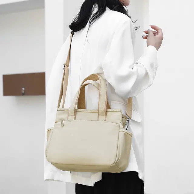 單倉 多隔层便当袋休闲 帆布 帆布包斜挎包 女款 黑色/卡其色/绿色/深蓝色/粉色/灰蓝色