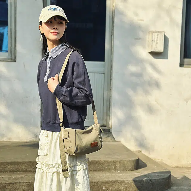 單倉 简约设计百搭时尚 尼龙 单肩包 常规 男女同款情侣款 白色/绿色/卡其色/黑色
