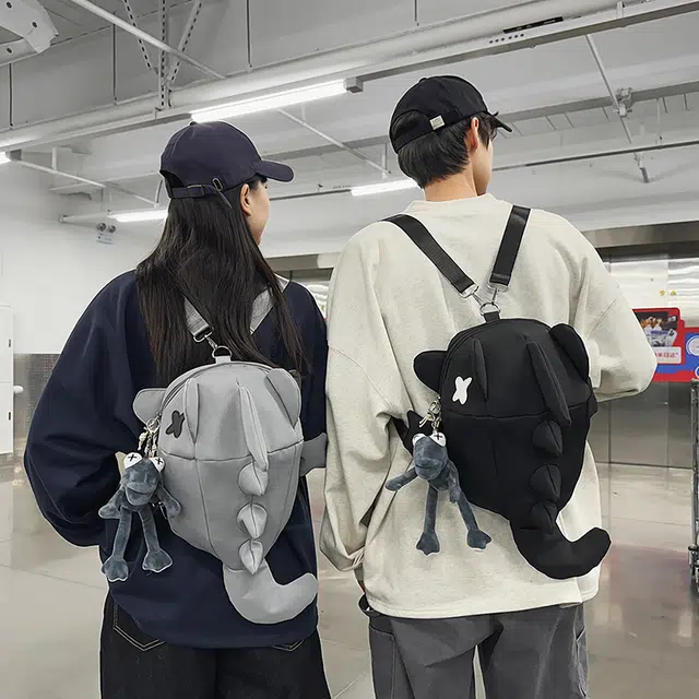 單倉 小众时尚潮流个性大容量百搭 尼龙 双肩包 男女同款情侣款 黑色/灰色/白色
