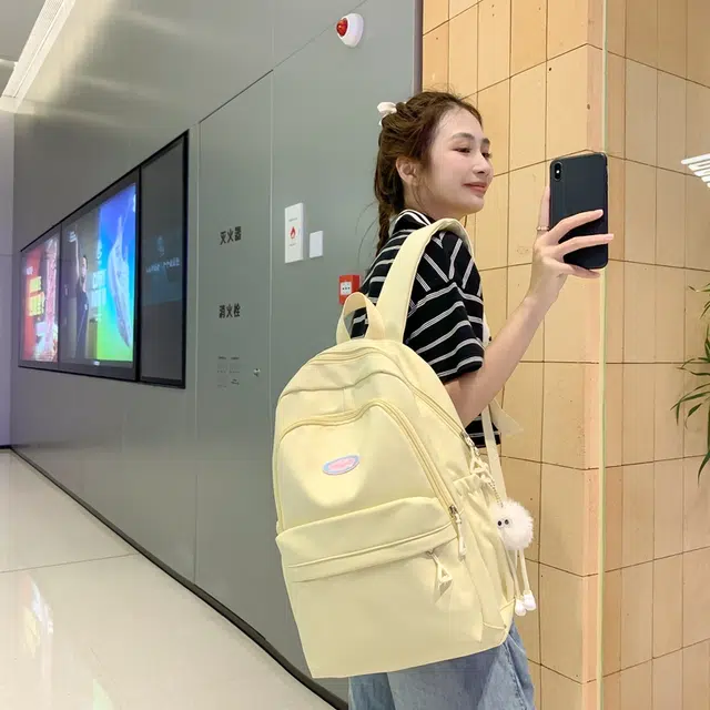 單倉 日系高颜值简约设计通勤百搭 尼龙 双肩包 常规 男女同款情侣款 多色