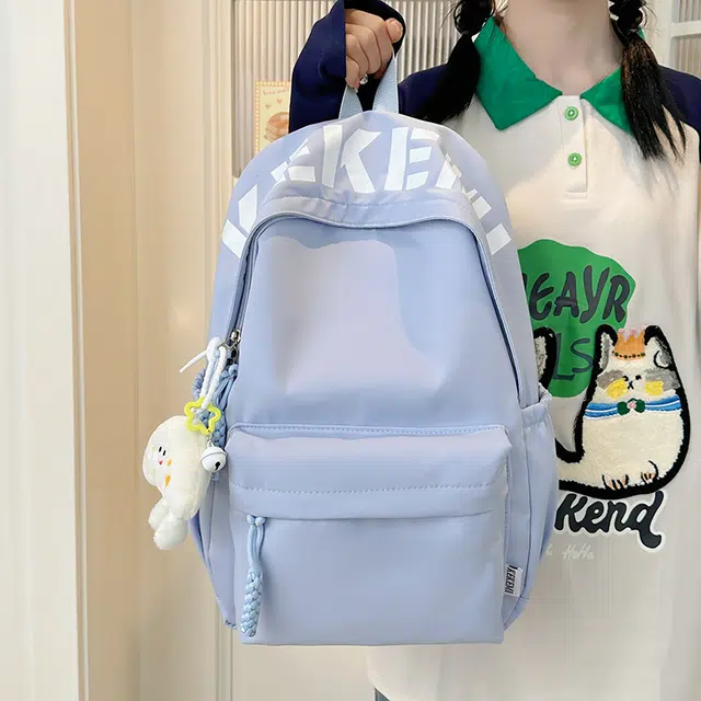 單倉 日系简约高级感时尚百搭 尼龙 双肩包 女款 白色/粉色/蓝色/黄色/红色/黑色