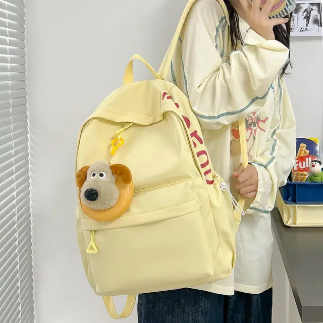 單倉 高颜值可爱搞怪软萌减龄学生休闲逛街通勤 尼龙布 书包背包双肩包 女款 黄色
