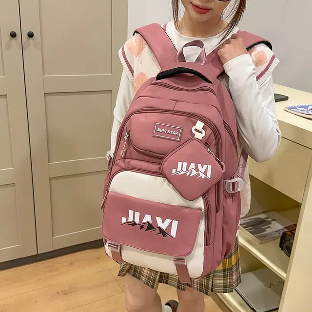 單倉 初高中学生大容量撞色书包耐磨防水多口袋百搭 尼龙 电脑背包旅行双肩包 男女同款情侣款 多色