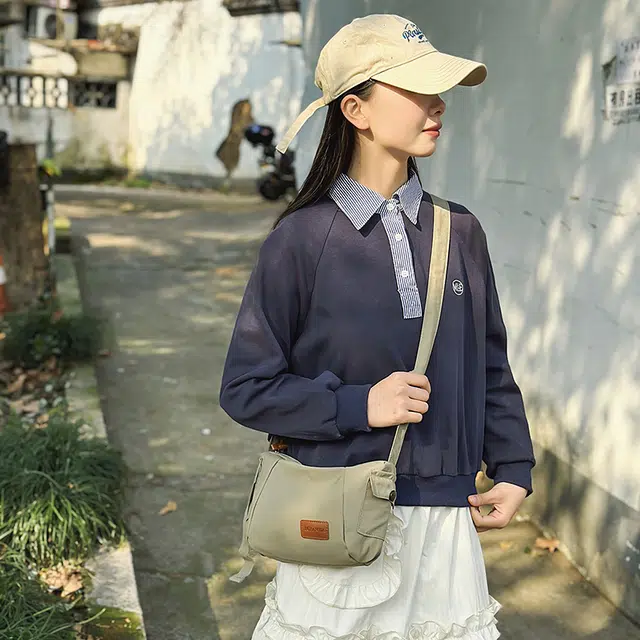 單倉 简约设计百搭时尚 尼龙 单肩包 常规 男女同款情侣款 白色/绿色/卡其色/黑色