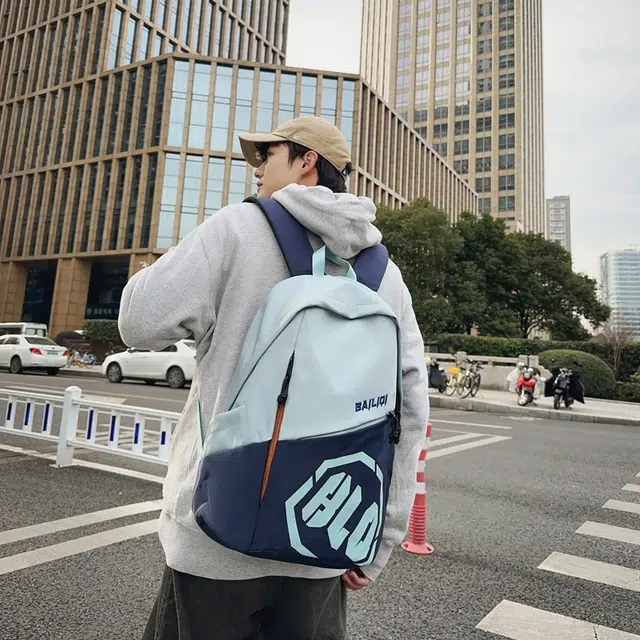 單倉 时尚潮流字母背包初高中学生大容量美式高级耐磨 尼龙 双肩包 男女同款情侣款 多色