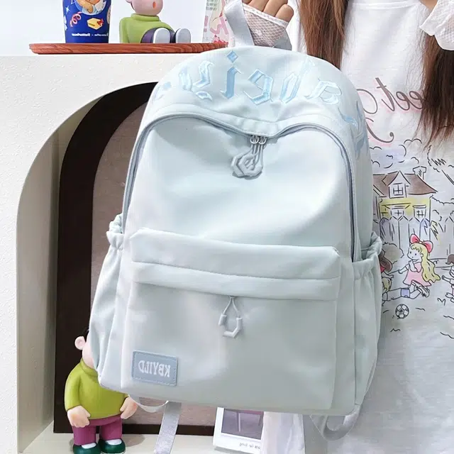單倉 韩系高颜值字母印花小众设计背包初高中学生大容量轻便耐磨书包 尼龙布 双肩包 常规 男女同款情侣款 黑色/红色/绿色/蓝色/粉色