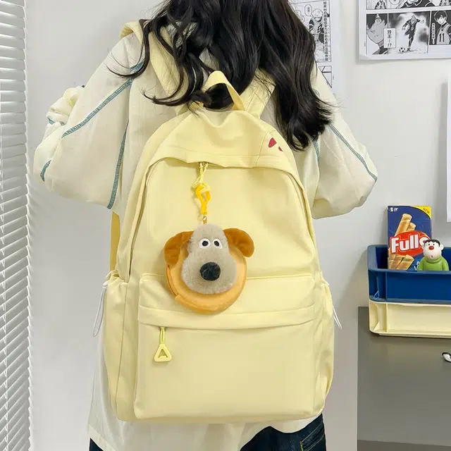單倉 高颜值可爱搞怪软萌减龄学生休闲逛街通勤 尼龙布 书包背包双肩包 女款 黄色