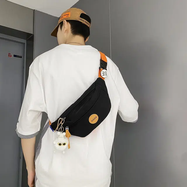 單倉 日系撞色设计大容量通勤百搭 尼龙 胸包 常规 男女同款情侣款 多色