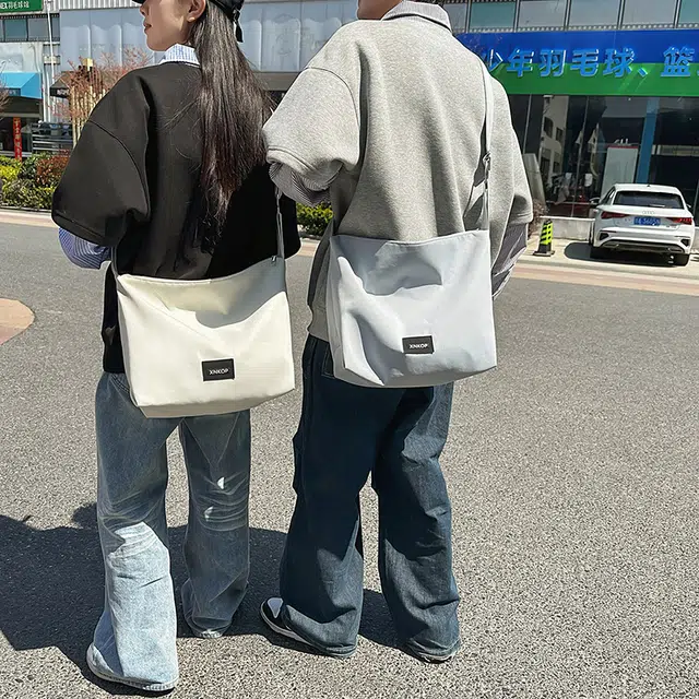 單倉 极简百搭休闲背包斜挎包学生时尚潮流日常上课出行 尼龙 单肩包 常规 男女同款情侣款 白色/灰色/黑色/粉色/蓝色