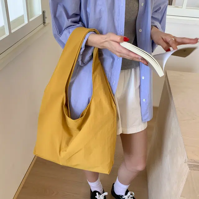 單倉 纯色简约优雅设计轻便耐磨学院风腋下斜挎包初高中学生大容量通勤百搭手提包 布 单肩包 常规 女款 白色/黑色/黄色/蓝色/粉色