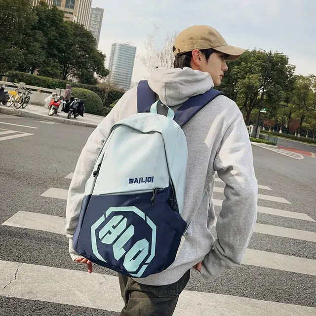 單倉 时尚潮流字母背包初高中学生大容量美式高级耐磨 尼龙 双肩包 男女同款情侣款 多色