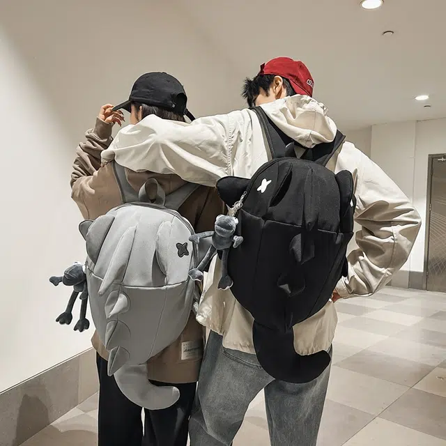 單倉 小众时尚潮流个性大容量百搭 尼龙 双肩包 男女同款情侣款 黑色/灰色/白色