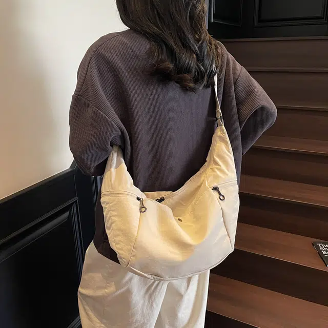 單倉 韩系简约时尚 布 单肩包 常规 男女同款情侣款 米白色/绿色/酒红色/黑色