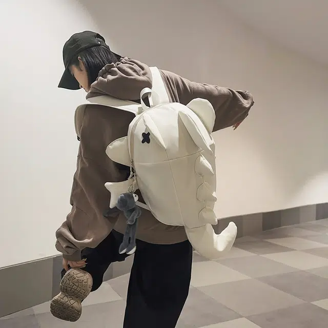 單倉 小众时尚潮流个性大容量百搭 尼龙 双肩包 男女同款情侣款 黑色/灰色/白色