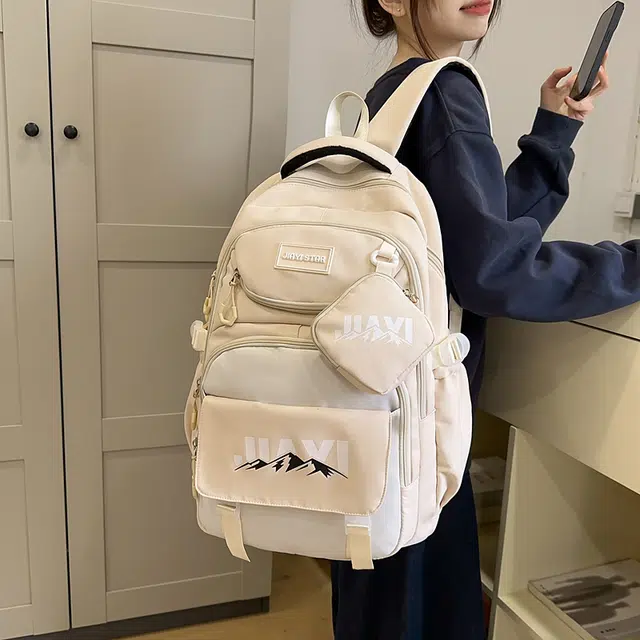 單倉 初高中学生大容量撞色书包耐磨防水多口袋百搭 尼龙 电脑背包旅行双肩包 男女同款情侣款 多色