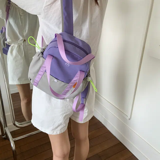 單倉 多巴胺拼接高颜值时尚设计轻便耐磨学院风背包初高中学生大容量通勤百搭书包 帆布 双肩包 常规 男女同款情侣款 卡其色/蓝色/紫色