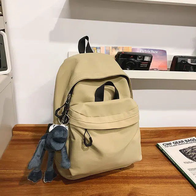 單倉 简约休闲设计感初高中学生旅行百搭大容量轻便书包 尼龙 背包双肩包 男女同款情侣款 白色/灰色/蓝色/卡其色/黑色