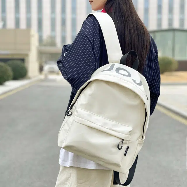 單倉 潮牌小众设计初高中学生大容量轻便减负书包简约学院风通勤百搭旅游背包 尼龙 双肩包 常规 男女同款情侣款 白色/黑色/绿色