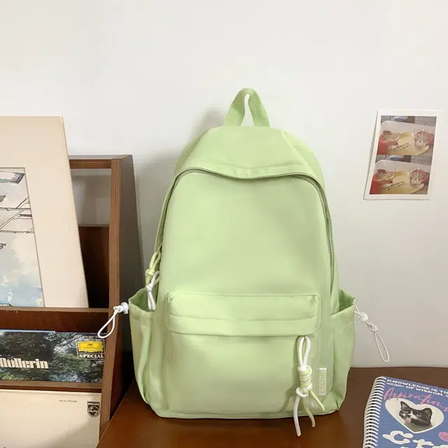 單倉 纯色小清新轻便书包学生小众高颜值 尼龙 背包双肩包 男女同款情侣款 黑色/黄色/桔色/绿色/白色/粉色