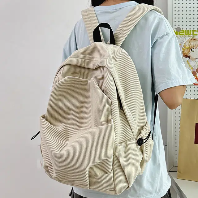 單倉 日韩系时尚简约通勤百搭学院风背包初高中学生大容量轻便耐磨书包 尼龙 双肩包 常规 男女同款情侣款 白色/粉色/绿色/黑色