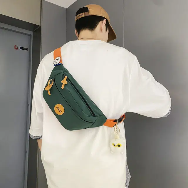 單倉 日系撞色设计大容量通勤百搭 尼龙 胸包 常规 男女同款情侣款 多色