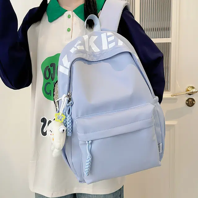 單倉 日系简约高级感时尚百搭 尼龙 双肩包 女款 白色/粉色/蓝色/黄色/红色/黑色