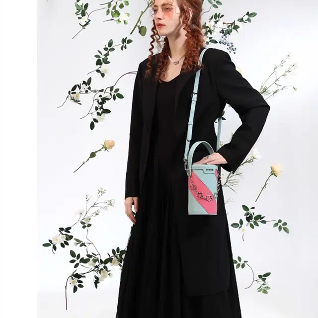 古袋人 独立原创设计小包小众撞色百搭 牛皮 圆筒包单肩包 女款 多色