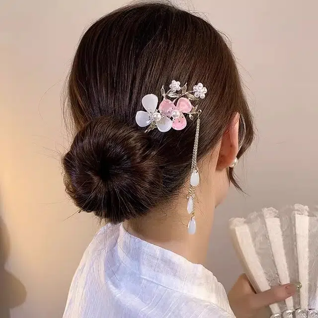 水中玉 高级感步摇簪子女新中式金属流苏发钗汉服头饰马面裙配饰 发簪 女款