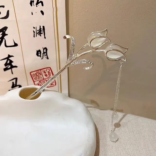 水中玉 新中式女高级金属感步摇簪子发饰汉服马面裙头饰 发簪 女款