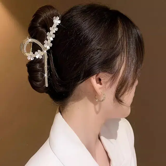 水中玉 花朵抓夹鲨鱼夹金属大号后脑勺夹子 发夹 女款
