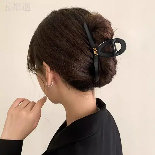 水中玉 黑色抓夹女大号后脑勺鲨鱼夹盘发发抓高级感气质发卡 发夹 女款