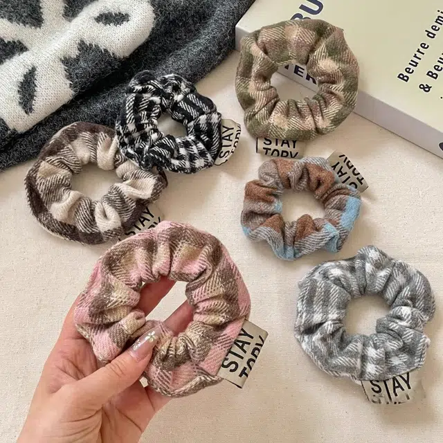 水中玉 秋冬毛绒针织大肠发圈扎头皮筋高弹力耐用发绳头饰 布艺 头绳 女款