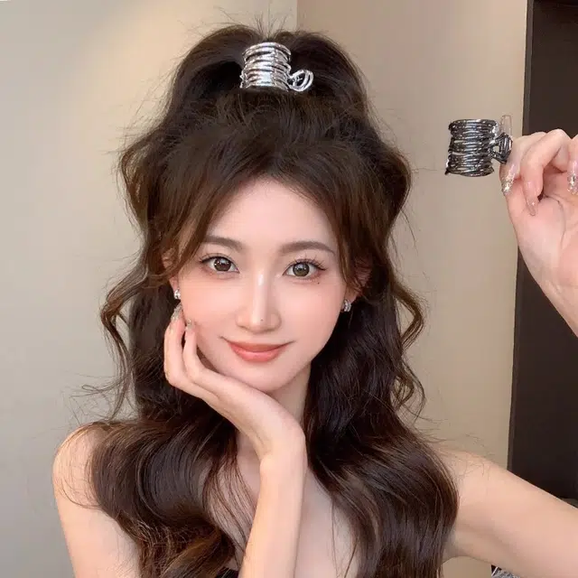 水中玉 拽酷少女金属高马尾抓夹高级感后脑勺夹子 发夹 女款
